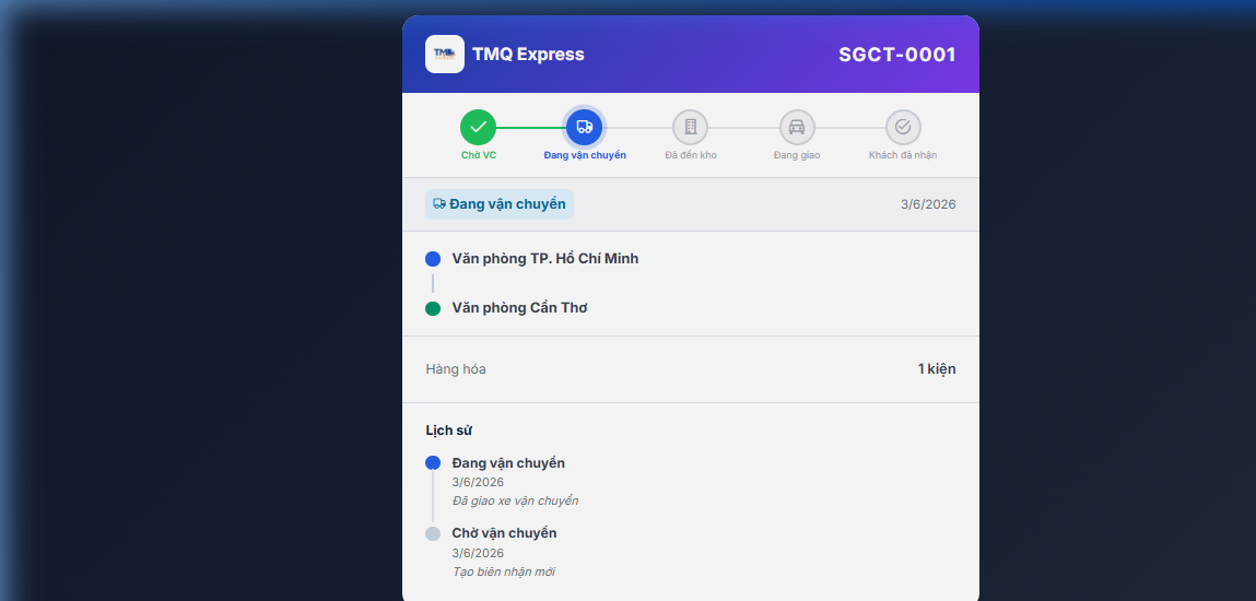 Kết quả tra cứu vận đơn